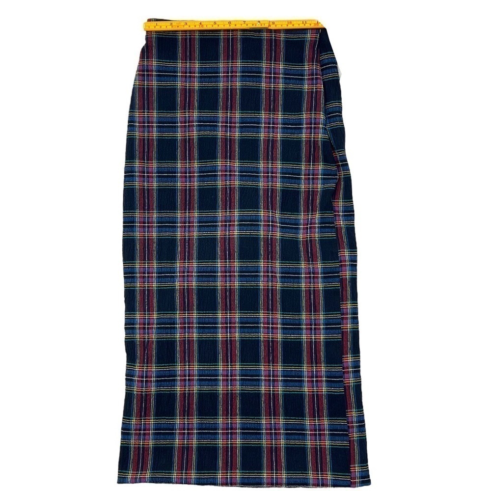 Zara Navy Blue Plaid Midi Skirt Extra Small - Picture 8 of 13